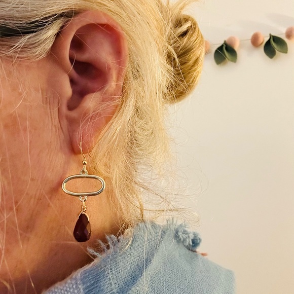 Red Jasper Geo Teardrop Earrings - Picture 8 of 8